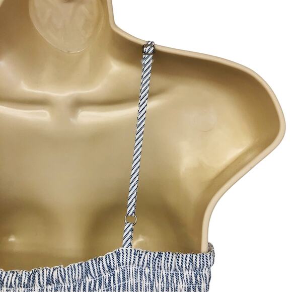 Japna Trendy Blue White Stripe Jumpsuit Dainty Embroidery Wide Leg Palazzo Style - Picture 9 of 16